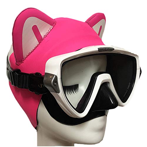 Miniatura 2 de Diadema de buceo rosa gato gatito 0.079in neopreno capucha para mujeres jóvenes cubierta de la cabeza de buceo, surf banda térmica para el pelo para