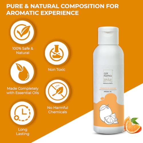 Image of AIR-ROMA Orange Scented Aroma Diffuser Oil, Pure, Natural and Undiluted 100ml | Strong & Long-Lasting Aroma - Fragrance Oil for Home, Office, Candles
