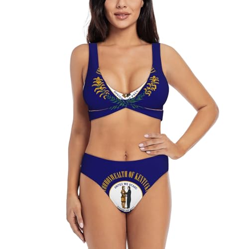 Maillot de bain 2 pièces Kentucky gainant et bikini imprimé drapeau USA pour femme