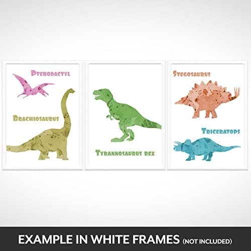 Hey Chimp Dinosaur Posters for Children - Educational Dinosaur Prints for Boys Room, Toddlers Room, Nursery or Playroom. Unframed Jurassic Posters Boys Wall Art - Colourful A4 Print Set