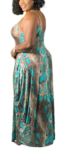 Image of BFFBABY Women's Casual Maxi Dress Sleeveless Tie Dye Spaghetti Strap Summer Plus Size Swing Sundress with Pockets