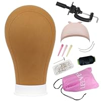 21\"-24\" Canvas Block Head for Making Wig Mannequin Head With T Pins and Clamp for Wig Display, Making,Styling\u2026
