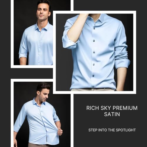 Image of IndoPrimo Men's Stylish Solid Satin Casual Shirt for Men Full Sleeve