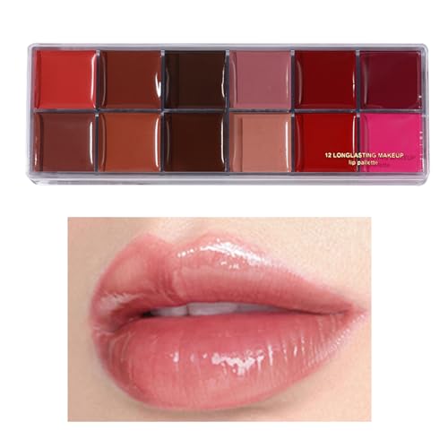 Nybhyjka Paleta de Labios Colorida - Maquillaje Labial Mate De Larga Duración Con Textura Cremosa,Set de Brillo Labial Compacto de Larga Duración para Regalo a Esposa Hija o Madre