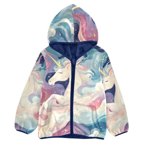 Pretty Unicorn Girls Fleece Jacket Girls Fall Jacket Girls Zip Up Hoodie Girls Sherpa Jacket 2-10T