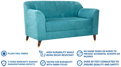 Image of Amazon Brand - Solimo Arwold 2 Seater Sofa (Velvet Fabric, Sky Blue)