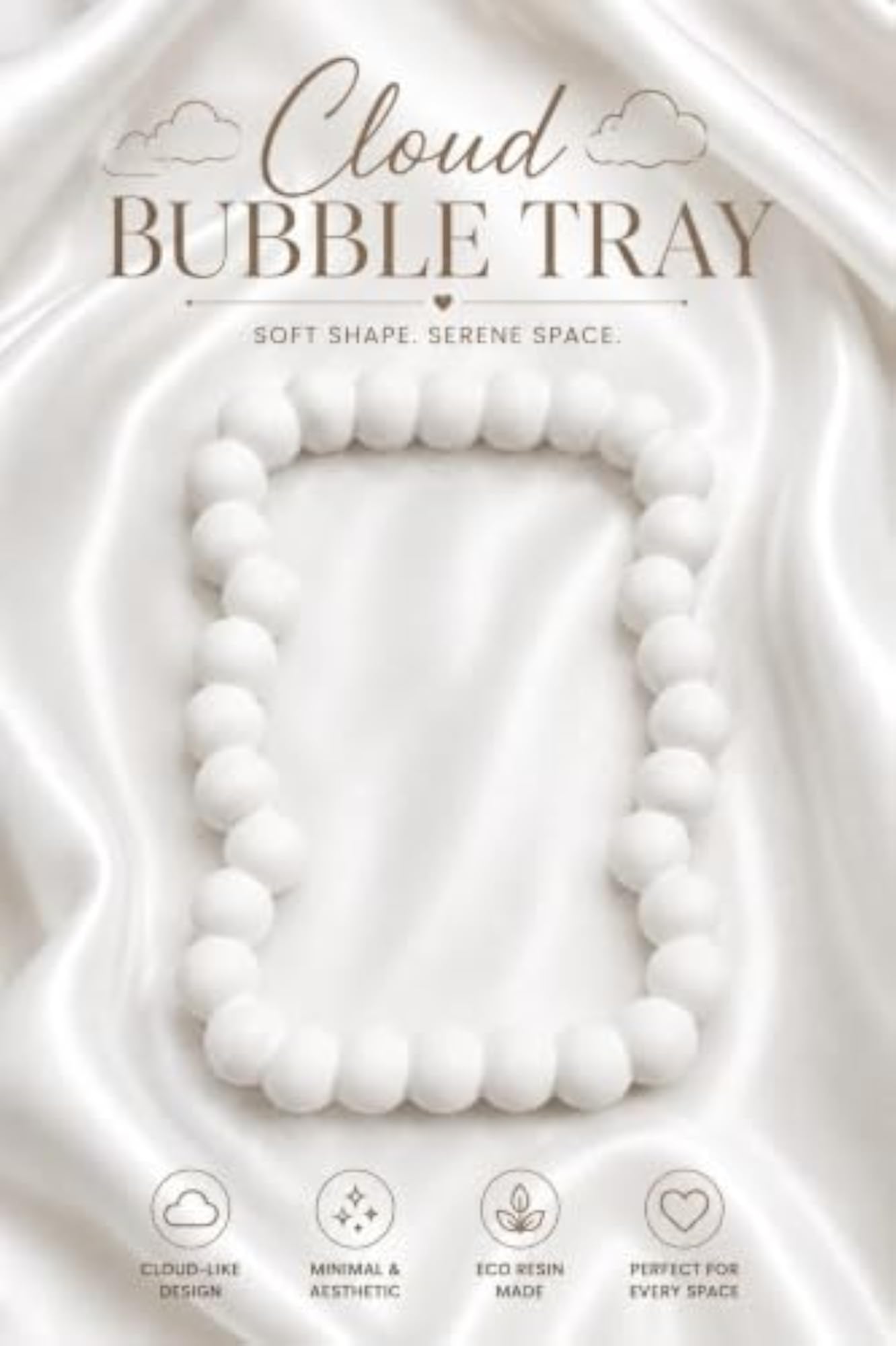 Decorative White Bead Tray, Rectangular Resin Organizer