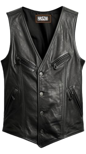 Image of Mens Leather Vintage Vests, Club Leather Vest for Mens, Cowboy Leather Vests Western style