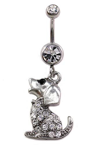 Soulbreezecollection Dog Doggy Poodle Animal Dangle Navel Belly Ring Body Fashion Jewelry 14 Gauge