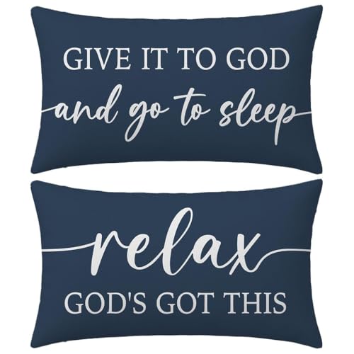 HERHOME Decorative Throw Pillow Covers 12x20 Inch Set of 2 – Blue by HERHOME - Used condition - US$11.41