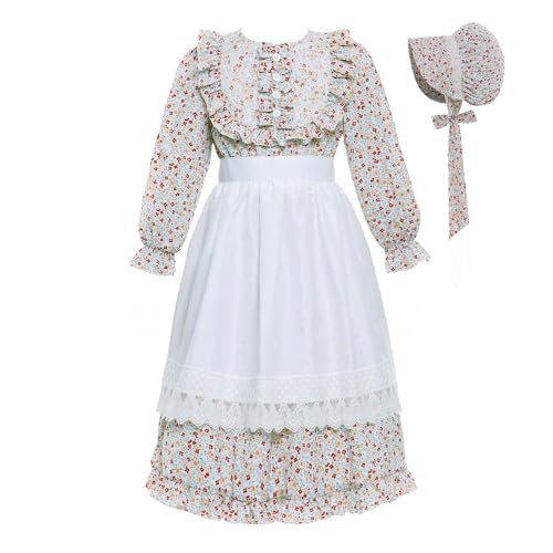 Disfraz completo niña floral estilo pionera colonial miniatura 1