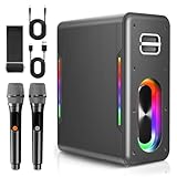 Karaoke Machine with 2 Wireless Microphones Portable Bluetooth Karaoke Machine for Adults Kids DSP Chip Karaoke Speaker with LED Lights Supports TWS TF Card USB AUX in
