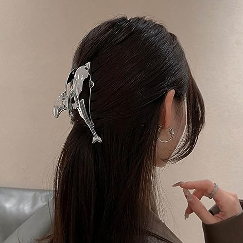 2 PCS Pinzas para el Cabello en Metal Delfín miniatura 5