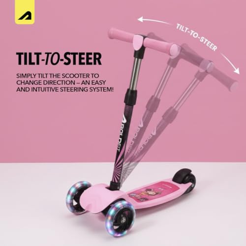 Image of Boldfit Kids Scooter 3 Wheel Kick Scooty for Kids (Above 5 Years) Foldable 4 Adjustable Height Toys for Boys & Girls, Safe Skate Scooter with LED Wheels & Birthday Gift Max Weight 50 Kg, ZigFold-Pink