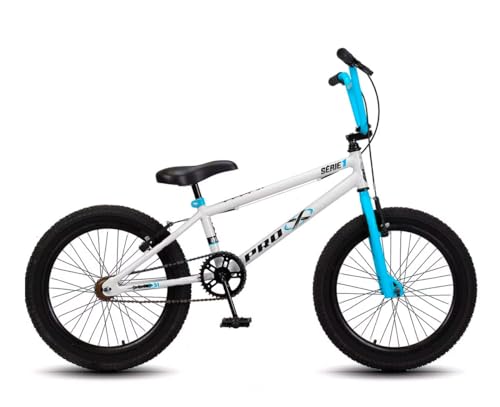 Bicicleta Aro 20 BMX Pro-X Série 1 Freestyle - Branco e Azul