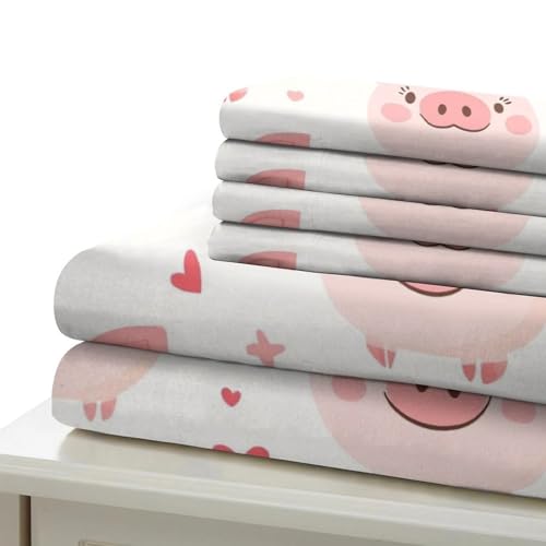 Parure de lit cochon hypoallergique ultra douce pour lit simple