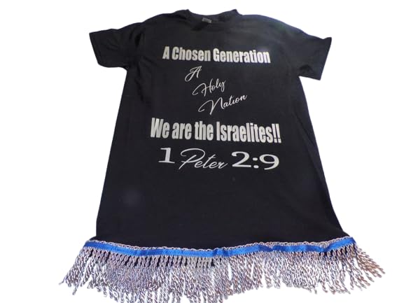 A Chosen Generation A Holy Nation We are The Israelites 1 Peter 2:9 Size 3XL Black Tee Silver Fringes - Main Image