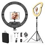 18 inch Ring Light with Tripod Stand for Phone Camera iPad Selfie Live Stream YouTube TikTok Video Shooting Best Lighting Atmosphere Ringlight