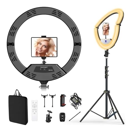 RGB Ring Light 18 inch with Tripod Stand (2700-7000K) for Phone Camera iPad Selfie Live Stream YouTube TikTok Video Shooting Best Lighting Atmosphere Ringlight (18 inch)