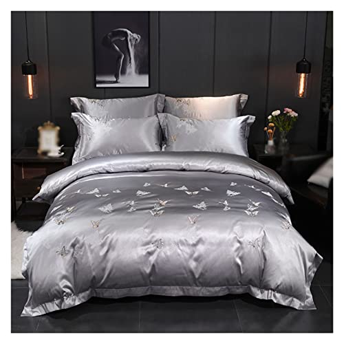 Housse de couette brodée en coton chic | Parure de lit 4 pièces
