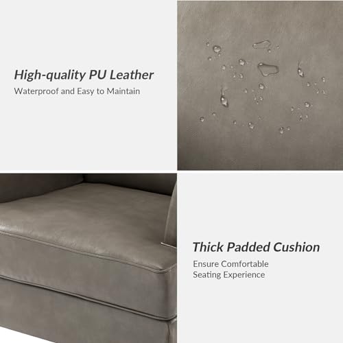 Sillón Moderno Piel Sintética Gris miniatura 4