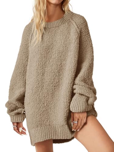 Image of Saodimallsu Womens Oversized Sweater Fuzzy Long Sleeve Casual Tunic Sweater