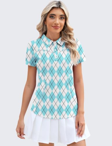 Image of TFSDOD Womens Golf Polo Shirts Collared Short Sleeve T Shirt Lightweight Moisture Wicking Polo Casual 3 Buttons Outfits