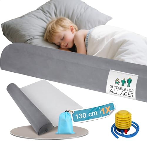 Strixorn Aufblasbarer Rausfallschutz Bett Reise 130cm, Tragbar, Blitzschnell Aufblasen, Rutschschutz, Bettumrandung für Kinderbetten & Elternbetten, Kinderbettgitter für Kinder 6 Monaten bis 5 Jahren