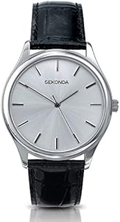 Sekonda Mens Black Analogue Leather Strap Watch 3099