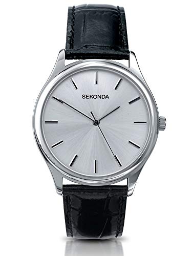 Montre analogique pour homme bracelet cuir noir Sekonda 3099 sangle élégante