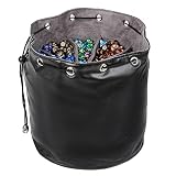 Large DND Dice Dragon Leather Drawstring Bags with Pockets Storage Bag for RPG MTG Game Dices Capacity Over 1000 Dice (Black)