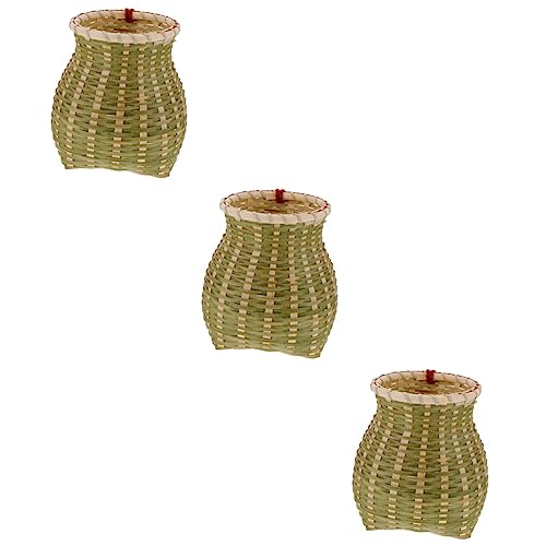 VANZACK 3pcs Sturdy Bamboo Basket for Boys and Girls Hand Woven Toy Baskets Storage Home Decor Boys and Girls Performance Prop