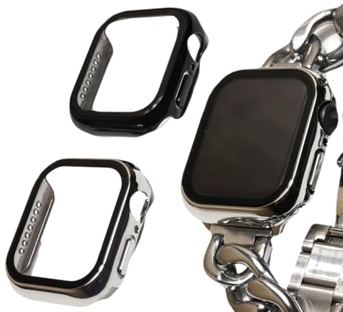 Royce&Roland Apple watch �p �J�o�[ 2�Z�b�g (PC PET �f��) �u���b�N �V���o�[ (45mm) �A�b�v���E�H�b�`�J�o�[ ��ʕی� �t�B���� (Series 11 10 9 8 7 6 5 4 SE) �h�� �ϏՌ� �Ռ��z