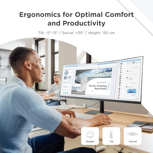 Image of ViewSonic VG3820C 38 Inch 1600p Ultrawide Curved Monitor, IPS Display with 96W USB-C and KVM Switch for Productive Multi-Tasking, Advanced Ergonomics, HDMI, and DisplayPort Inputs