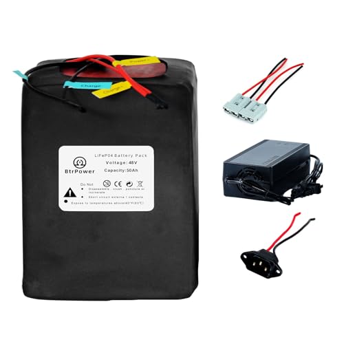 BtrPower 48V 50Ah LiFePO4 Lithium E-Bike Battery,Built-in 50A BMS for