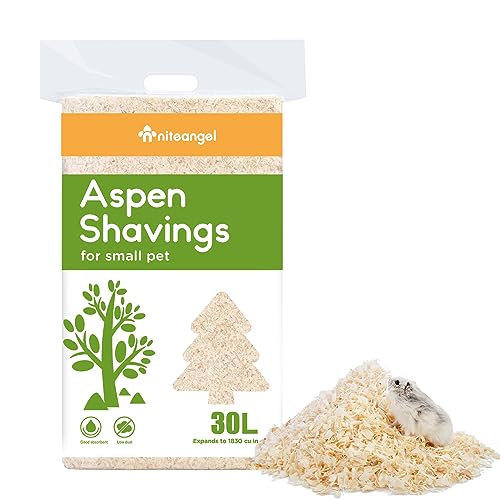 Niteangel Aspen Shaving Hamster Beddings for Syrian Dwarf Hamster Gerbil Mice Degu Rat Rabbit Bunny Guinea Pig Chinchilla Hedgehog or Other Small Pets (30L - 8mm)