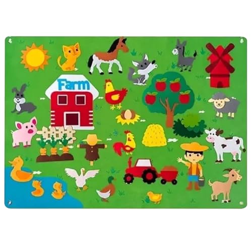Tableau en feutre pour tout-petits thème ferme de 105x75 cm