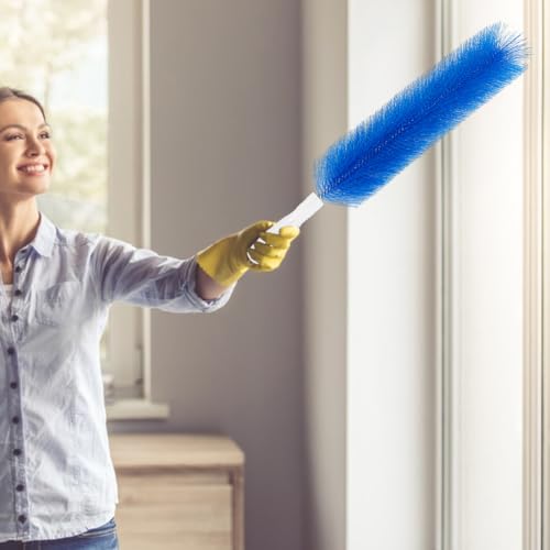 Image of 3Pcs Dust Duster 42.5cm Long Cobweb Duster Bendable Fan Duster Plastic Dust Cleaner Microfiber Head Ceiling Brush for Room Dust Clean