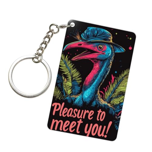 Pleasure To Meet You Cassowary Retro Acrylic Keychain Fashion Key