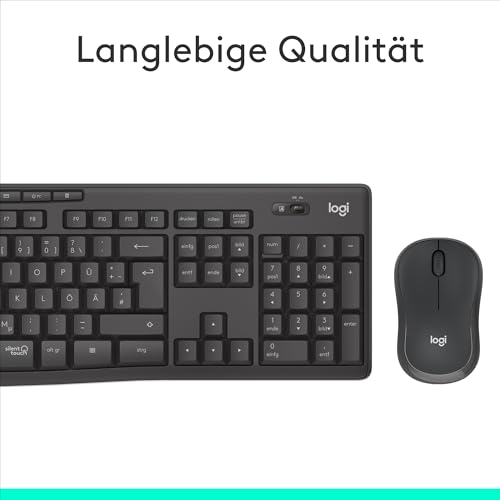Logitech MK295 kabelloses Tastatur-Maus-Set mit SilentTouch-Technologie, Shortcut-Tasten, optischer Spurführung, Nano USB-Empfänger, verzögerungsfreier Drahtlosverbindung, QWERTZ layout - Schwarz