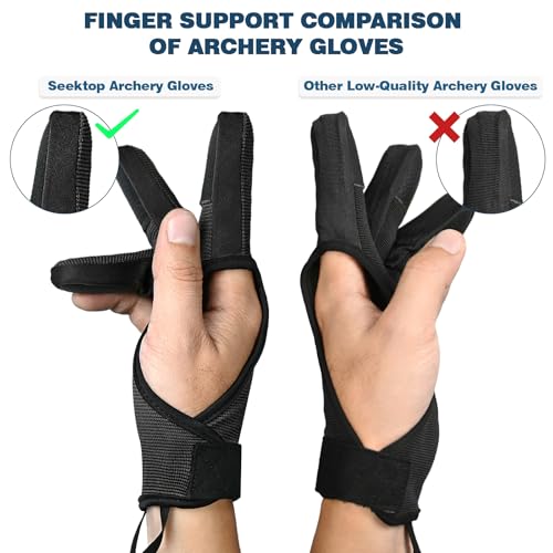 JKER TECH JKER TECH Archery Gloves Shooting Hunting Leather Three Finger Protector for Youth Adult-M
