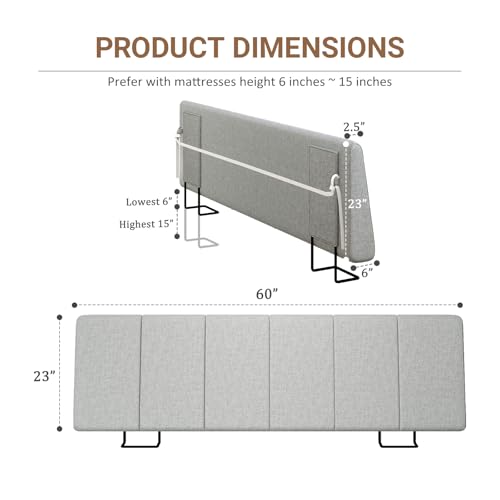 Liiwepo Queen Size Headboard Only-No Assembly, Upholstered Headboard Queen Size Linen Fabric Modern Style Headboards Extra-Thick, Light Gray by Liiwepo - Image 2