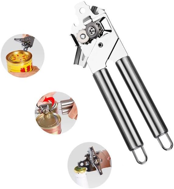 Miniatura 2 de Abrelatas manual Abrebotellas de acero inoxidable multifuncional Herramienta de cocina manual 7.8 pulgadas Plata Blanco