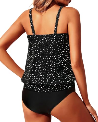 Image of Yonique Two Piece Tankini Swimsuits for Women Blouson Bathing Suits Modest Swimwear