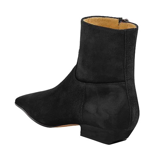 FOWT Women Closed Square Toe Booties Low Chunky Block Heels Side Zipper Ankle Boots Formal Business Office Winter Shoes Size 4-16 US4