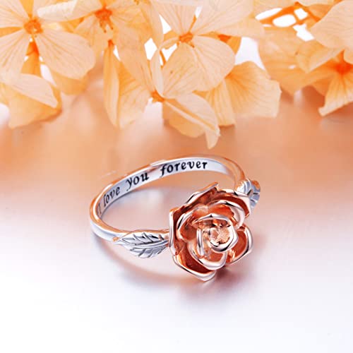 Anello in argento Sterling S925 con fiori di rosa