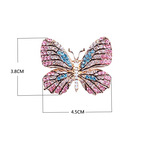 Golden Strawberry 6 Pcs Multicolor Rhinestone Crystal Butterfly Brooch Pin Lapel Pin For Women (6 Colors) #TOP1