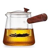 DOPUDO MEDITATION Glass Teapot with Removable Clear Infuser Heat Resistant Wood Handle, Stove Top...