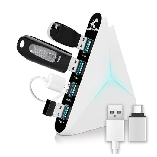 USB Hub 3.0 Vertical Data Hub with Long Cord - 4 Port Black & White Charger Splitter USB Extension Cable - Extra USB Ports for Devices Such as Xbox One PS4 PS5 Mac PC Laptop Desktop