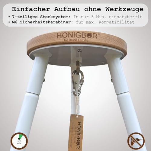 Support pour hamac bébé Honigbär en acier blanc mat jusqu'à 40 kg - 6